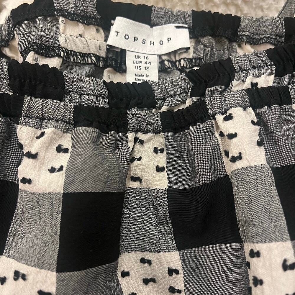 Topshop MINI DRESS Check Dobby Chuck Paid | Black & White, Sz 12 - Picture 5 of 5